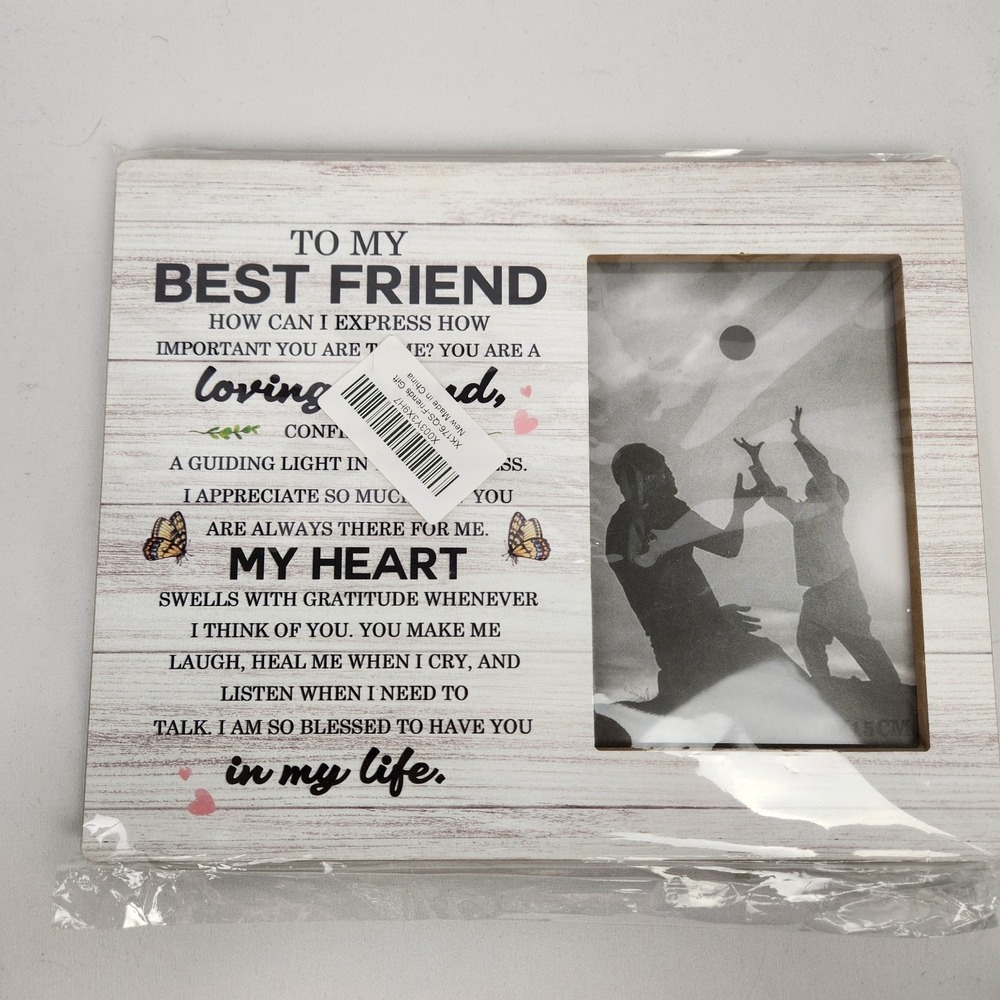 Wooden Best Friends Picture Frame Table or Hang‎ 3.5x5 or 4x6 photo size White